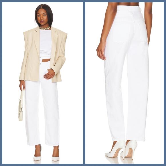 Agolde Broken Waistband Jeans In Milkshake White Size 32 - Picture 5 of 14